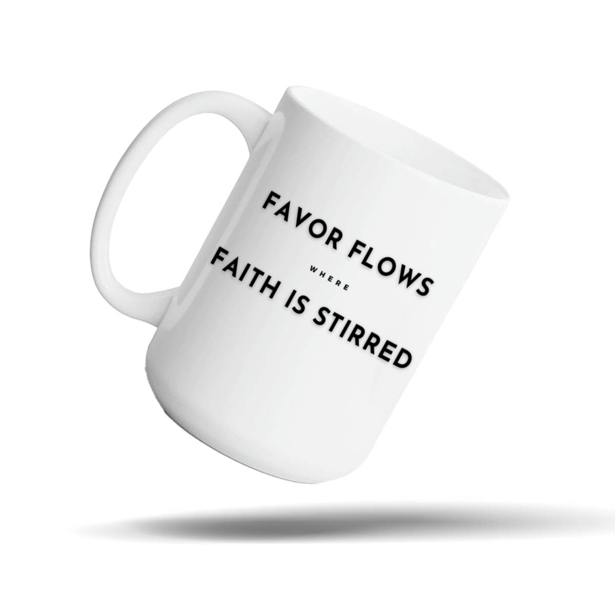 Favor Flows White 15oz Scripture Drinkware Gift – Favor and Blessing Faith Coffee Gift | Kingdom Mug