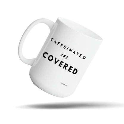Caffeinated and Covered White 15oz Bible Verse Mug Gift – Christian Coffee Mug For Her Gift | Kingdom Mugs
