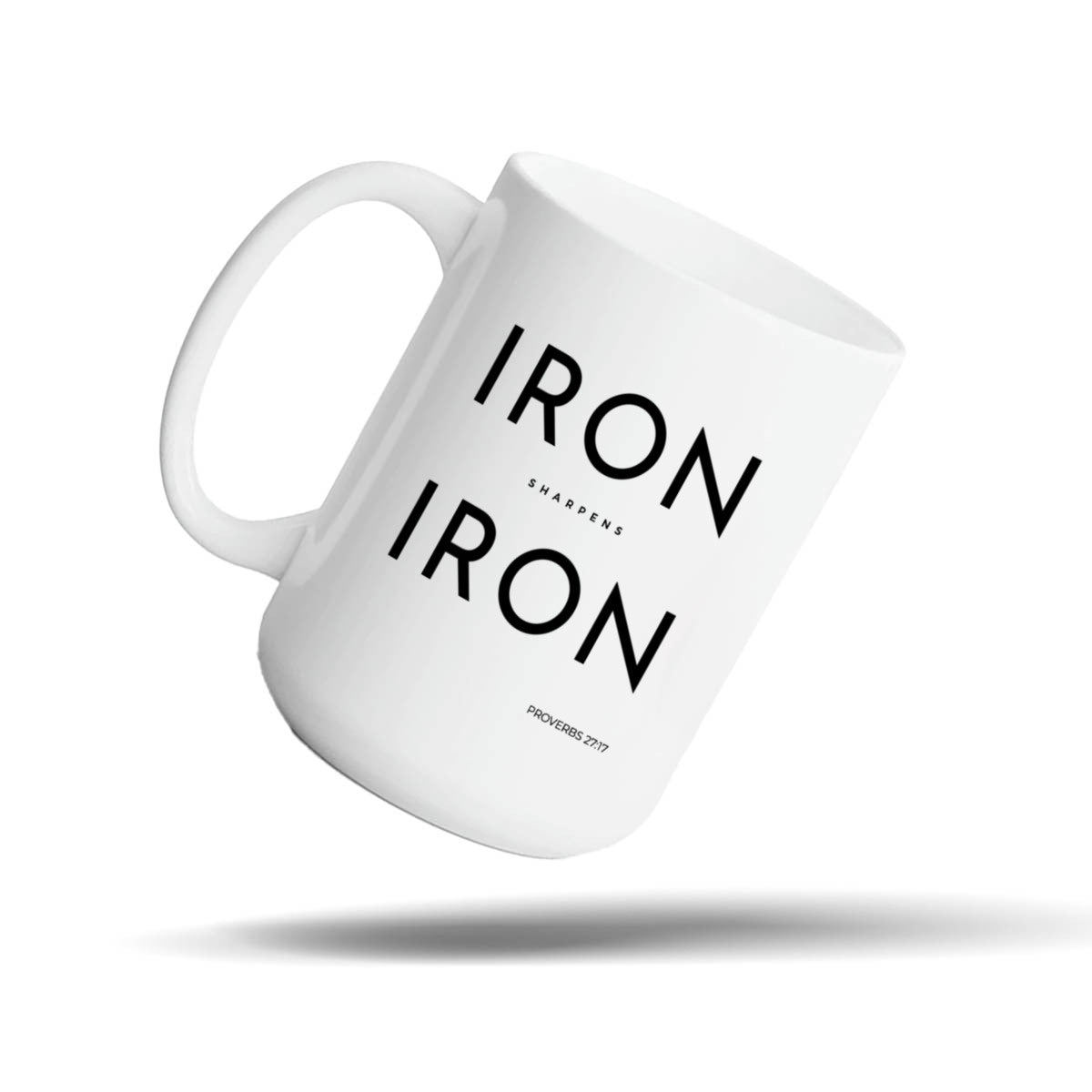 Iron Sharpens Iron White 15oz Scripture Drinkware Gift – Christian Men's Group Faith Mug | Kingdom Mugs