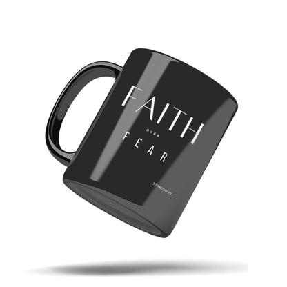 Faith Over Fear Black 11oz Faith Over Fear Mug – Religious Courage Coffee Gift | Kingdom Mugs