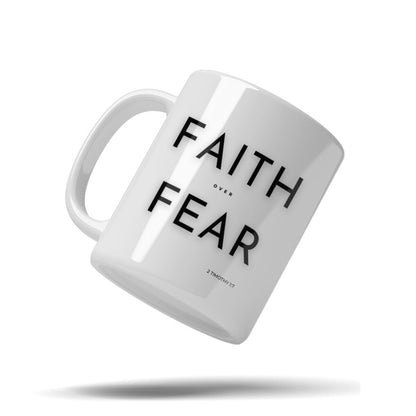 Faith Over Fear Bold White 11oz Faith Encouragement Gift – Bold Christian Mug Gift for Women | Kingdom Mugs