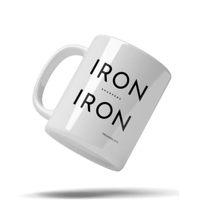 Iron Sharpens Iron White 11oz Christian Coffee Mug – Proverbs Scripture Gift for Christian Friends | Kingdom Mugs