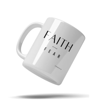 Faith Over Fear  White 11oz Faith Mug for Women – Faith Over Fear Gift Under $25 | Kingdom Mug